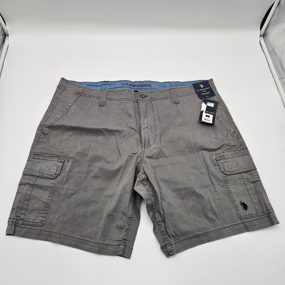 US Polo Assn Mens Cargo Shorts Gray Size W44‎ 9 1/2 Inch Inseam Activate Stretch